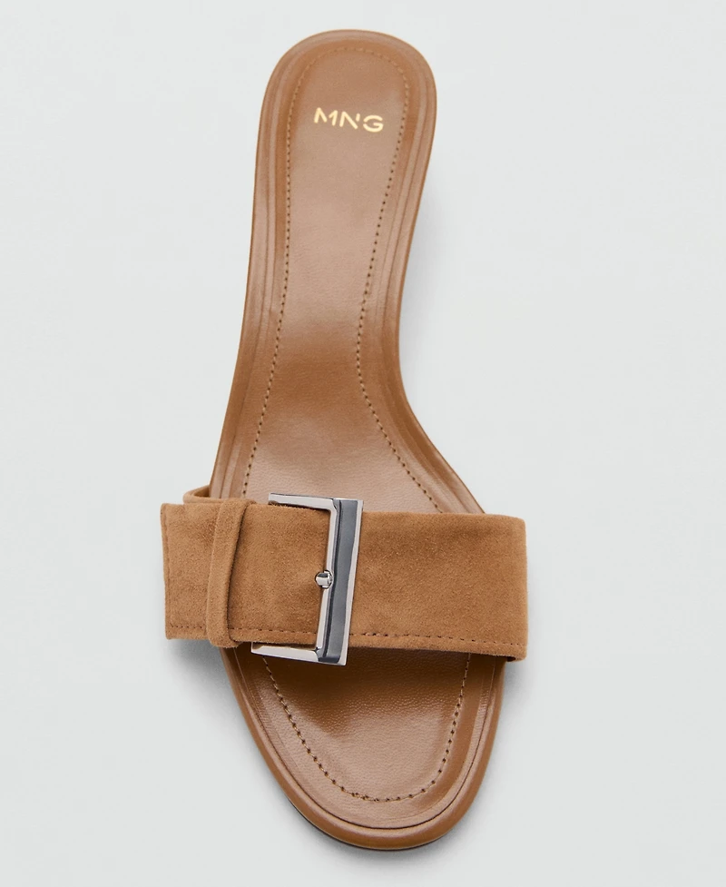 Mango Women's Buckle Leather Heeled Sandals
