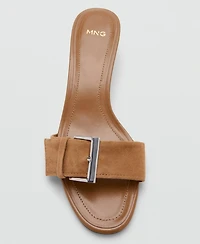 Mango Women's Buckle Leather Heeled Sandals