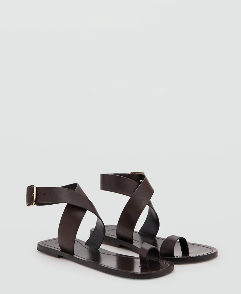 Mango Women's Flat Leather Sandals