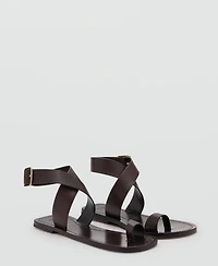 Mango Women's Flat Leather Sandals