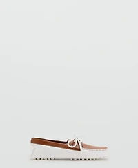Mango Women's Multicolor Leather Boat Shoes