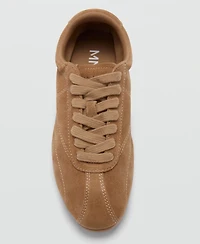 Mango Women's Contrasting Panel Leather Sneakers