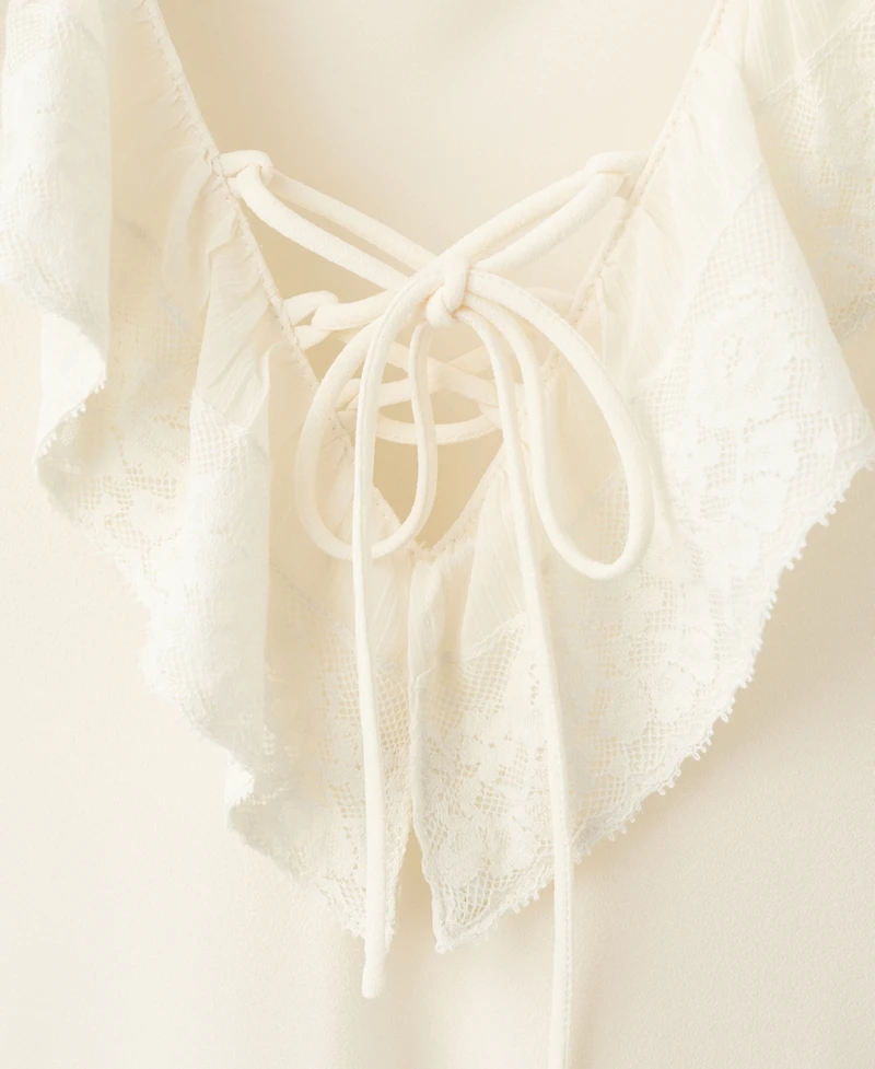 Mango Women's Ruffled V-Neck Dress