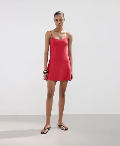 Mango Women's A-Line Crinkle Effect Dress