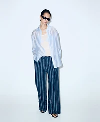 Mango Women's Turn-Up Hem Striped Pants