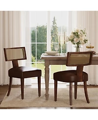 Gaomon Dining Chairs Set of 2, Mid Century Modern Upholstered Chairs with Rattan Wood Back, Armless Kitchen Chairs with Wood Legs