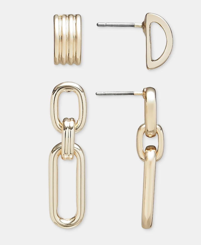 On 34th Textured Stud & Link Drop Earrings, 2-Piece Set, Macy's Exclusive