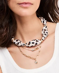 On 34th Leopard Scarf Three-Row Layered Necklace, Macy's Exclusive