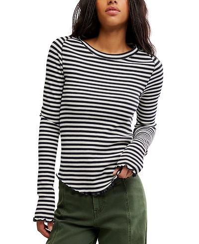 Free People Women's We The Easy Does It Long-Sleeve Striped T-Shirt