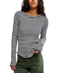 Free People Women's We The Easy Does It Long-Sleeve Striped T-Shirt