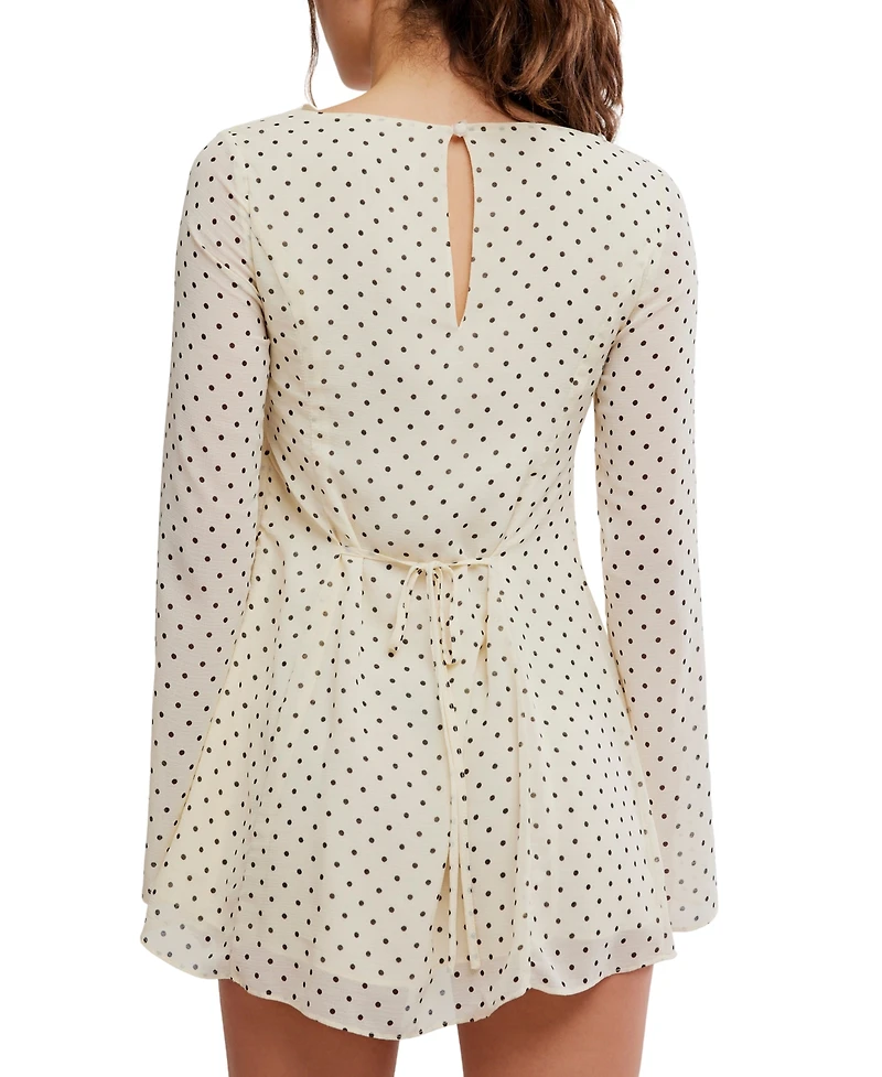 Free People Women's Jolie Boat Neck Printed Mini Dress