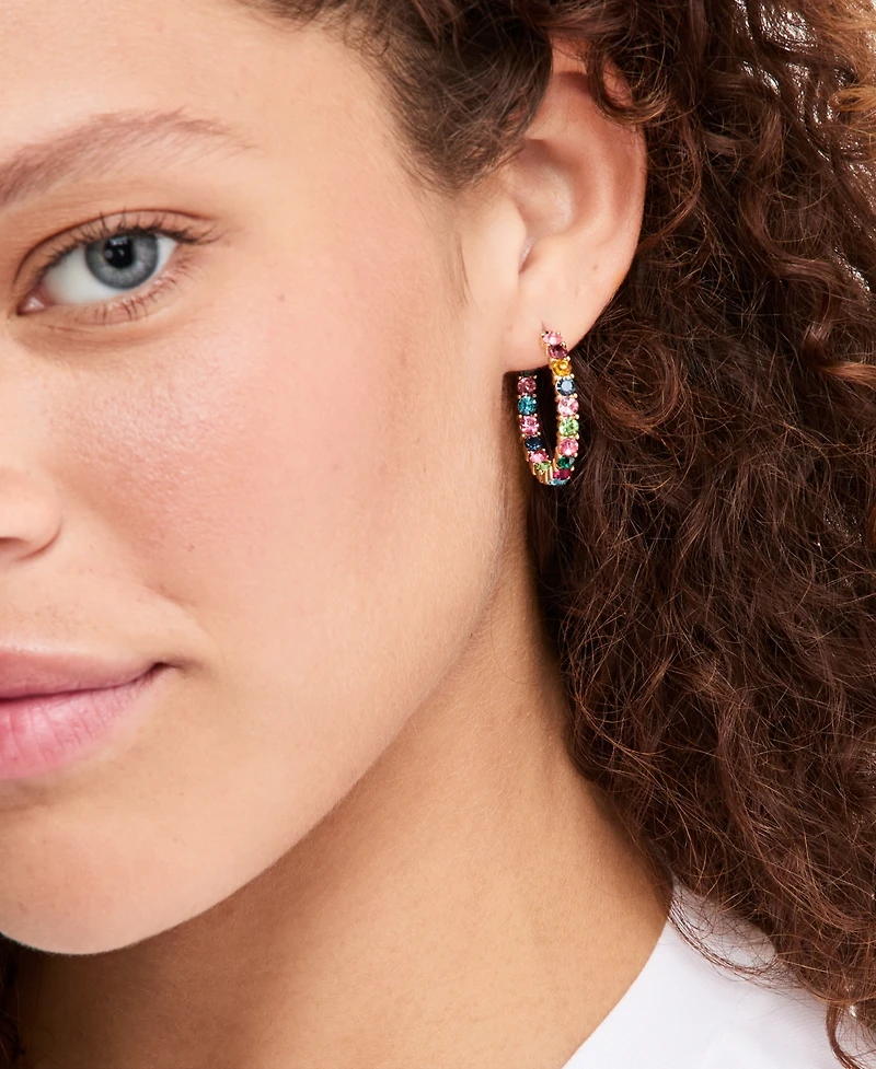 On 34th Medium Multicolor Crystal Hoop Earrings, 1.18", Macy's Exclusive