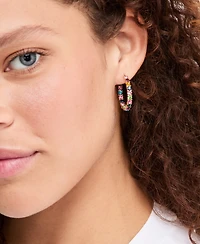 On 34th Medium Multicolor Crystal Hoop Earrings, 1.18", Macy's Exclusive