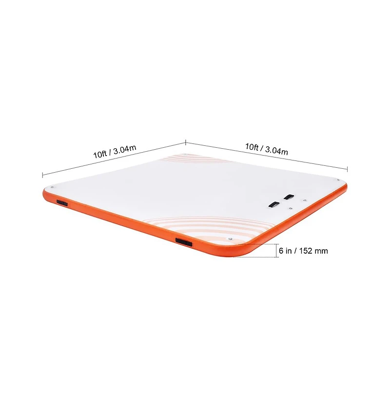 Sugift Inflatable Floating Dock Square with Non-Slip Mat and Ladder