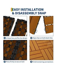 gaomon All-Weather Plastic Wood-Grain Composite Interlock Deck Tiles Flooring