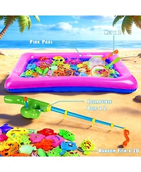 Gnuadz 20 Fishes Fishing Game Set Water Table Bath Toy Kids Outdoor Indoor Play