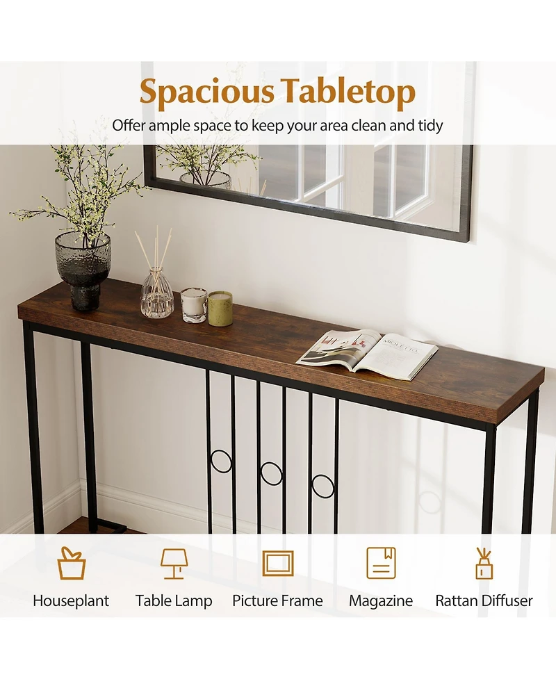 Slickblue Industrial 55" Console Table with Sturdy H-Frame Design