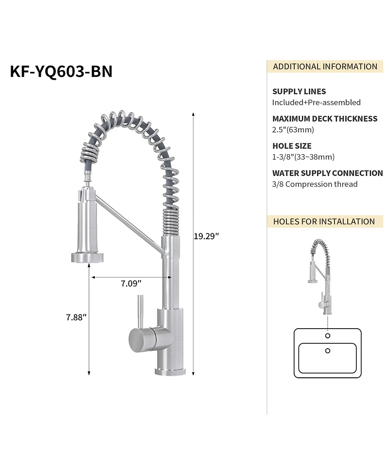 Phying Bothwa Home Cupc Certified Single Handle Kitchen Faucet