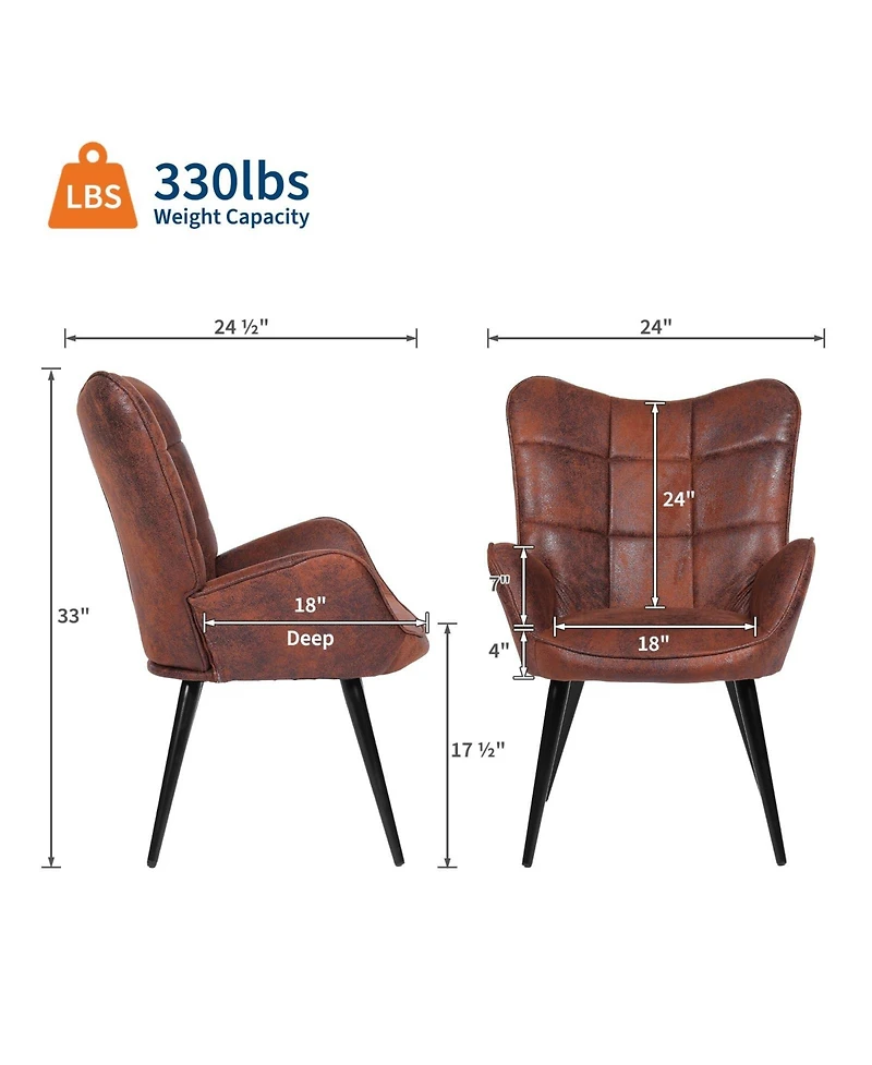 homfan Mid-Century Modern Upholstered Dining Chairs with Back Support and Metal Legs, Accent for Kitchen, Room, Living Room