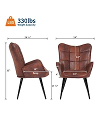 homfan Mid-Century Modern Upholstered Dining Chairs with Back Support and Metal Legs, Accent for Kitchen, Room, Living Room