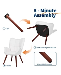 homfan Mid-Century Modern Upholstered Dining Chairs with Back Support and Metal Legs, Accent Chairs for Kitchen, Dining Room, Living Room