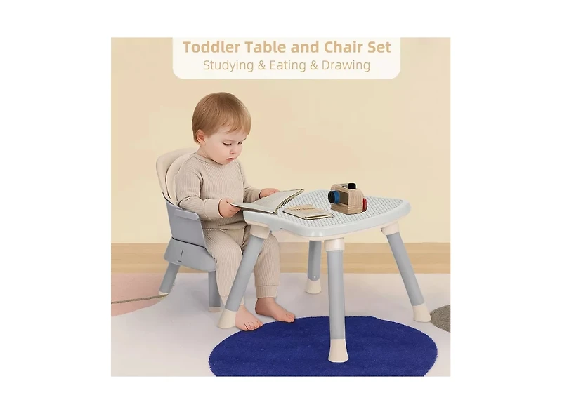 Kinder King 8-in-1 Baby High Chair Converts to Booster Seat and Kids Table Set with Removable Tray
