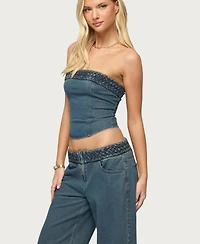 Edikted Women's Braidey Strapless Denim Top