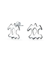 Bling Jewelry Tiny Simple Aquarius Astrology Horoscope Zodiac Stud Earrings .925 Sterling Silver
