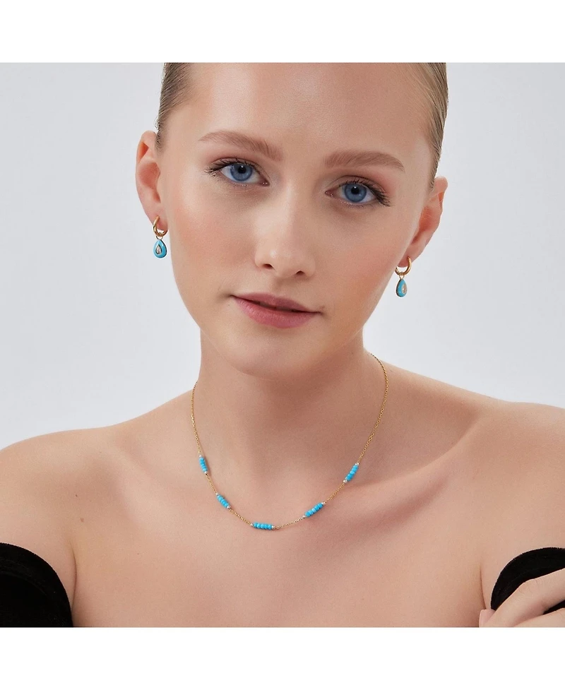 Spero London Turquoise Beaded Sterling Silver Chain Necklace in Gold
