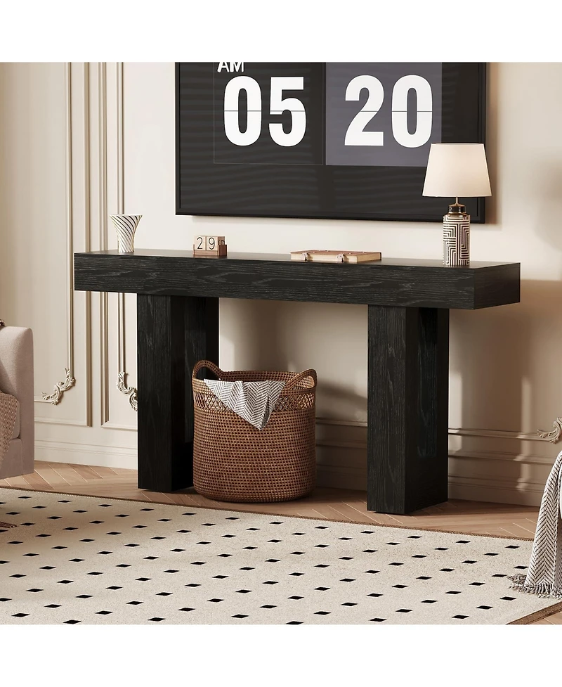 homfan 63-Inch Console Table with Charging Station – Narrow Sofa for Hallway, Living Room