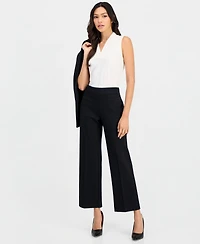 Anne Klein Essentials Petite Pull-On Mid-Rise Wide-Leg Pants