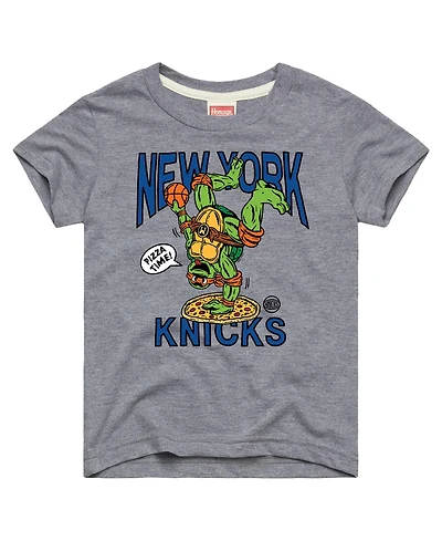Homage Big Boys and Girls Gray New York Knicks x Teenage Mutant Ninja Turtles Michelangelo Tri-Blend T-Shirt