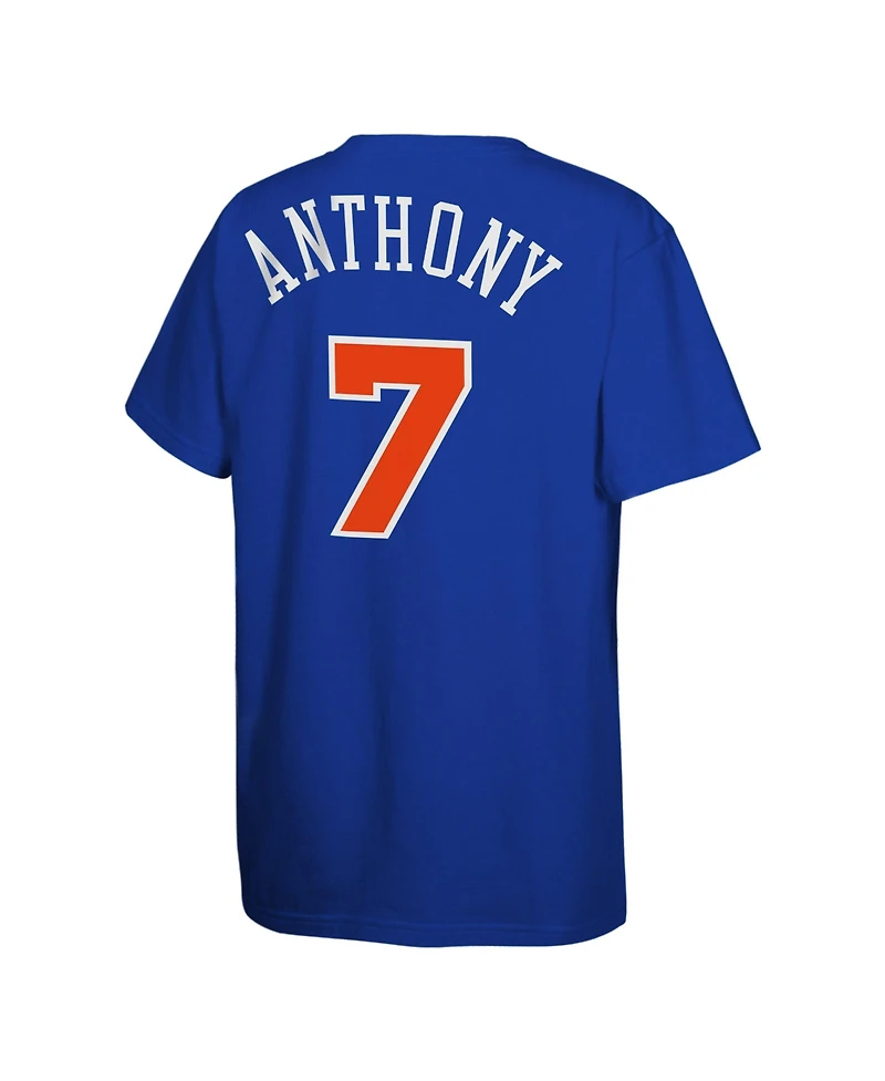 Mitchell Ness Big Boys and Girls Carmelo Anthony Blue New York Knicks Hardwood Classics Name Number T-Shirt