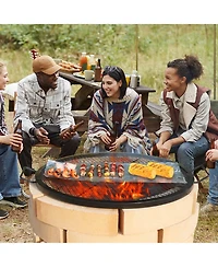 Cozito X-Marks Fire Pit Grill Grate, 30 inches Round Q235 Steel Cooking Grid with Handle