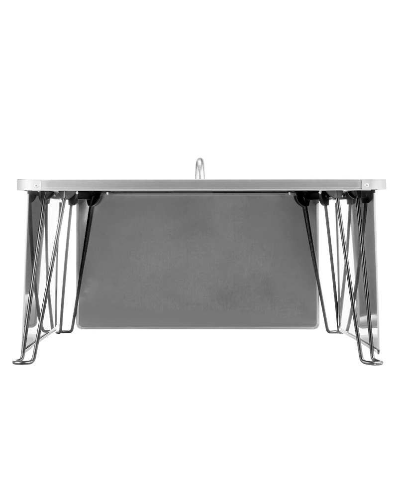 Cozito Fire Pit Heat Deflector, 25.4 inches Square Stainless Steel Burner Cover with Foldable Legs