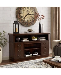 Rainsken Retro Tv Stand with Storage, for Tvs up to 65inch, TV Stand for Media, with Shelf, for Living Room Bedroom