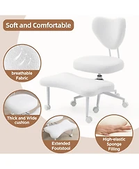 Rainsken Meditation chair, Teddy fabric, with lumbar support and a height, Heart-Shaped Backrest, Adjustable Height, for Office, Study
