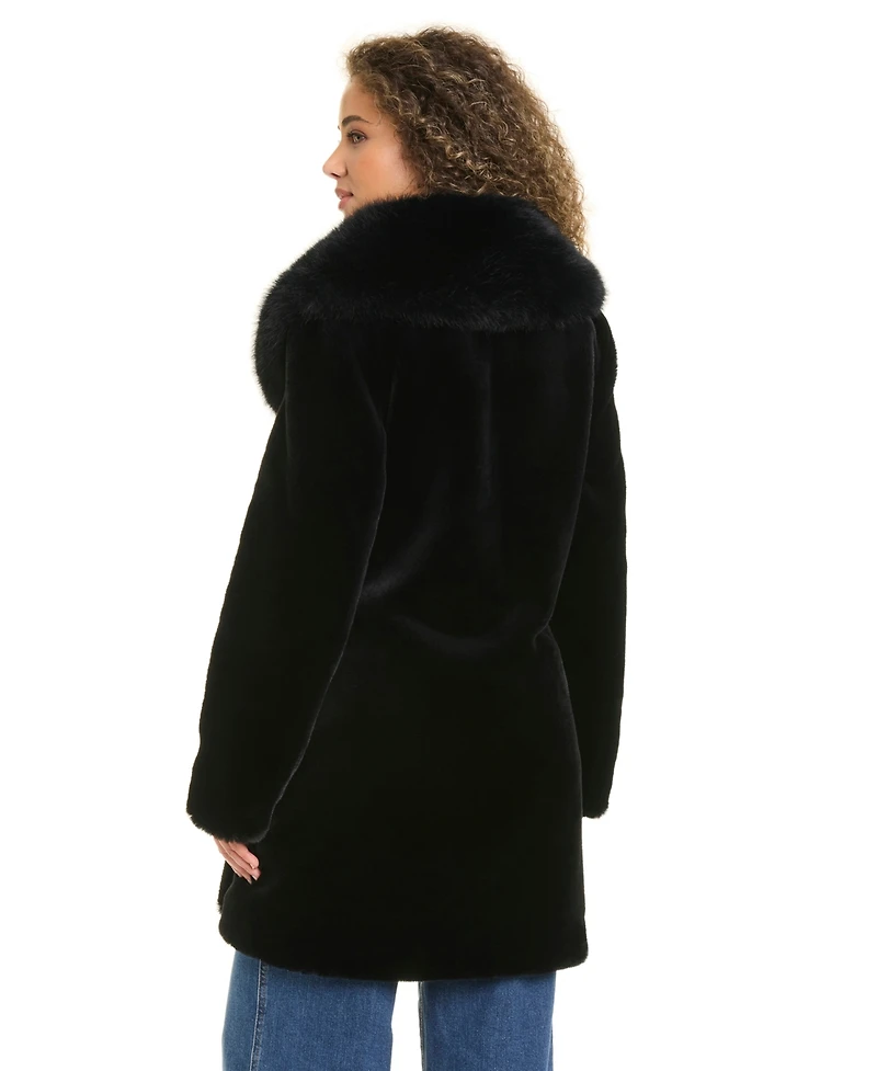 Jones New York Women's Shawl-Collar Faux-Fur Coat