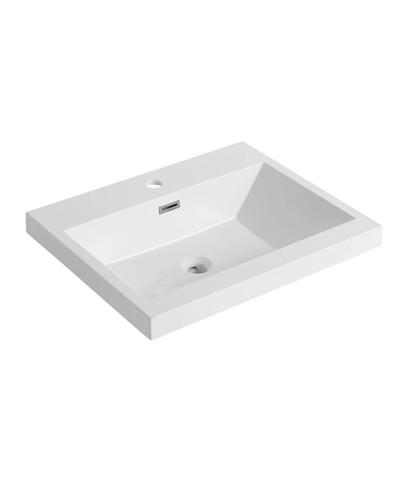 Sillysis Modern Resin Bathroom Sink Top, Rectangular Above Counter Basin, Durable Easy Clean Vanity Sink
