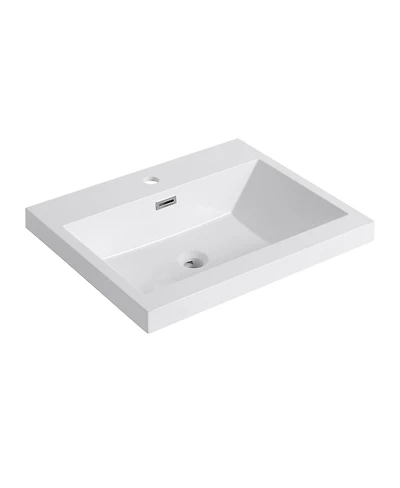 Sillysis Modern Resin Bathroom Sink Top, Rectangular Above Counter Basin, Durable Easy Clean Vanity Sink