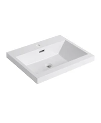 Sillysis Modern Resin Bathroom Sink Top, Rectangular Above Counter Basin, Durable Easy Clean Vanity Sink