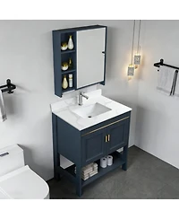 Sillysis Quartz Bathroom Vanity Top with Undermount Sink, Carrara Style, 4" Backsplash, 1 Faucet Hole, 31/37/43 Inch