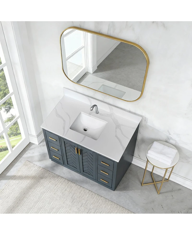 Sillysis Quartz Bathroom Vanity Top with Undermount Sink, Carrara Style, 4" Backsplash, 1 Faucet Hole, 31/37/43 Inch
