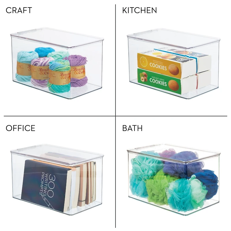 iDesign Stackable Clear Plastic Shoe Boxes with Lids for Closet, 4-Pack