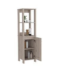 Midola Linen Cabinet Jannes with Two Open Shelves, Single Door and Finish for Bathroom Storage Saving