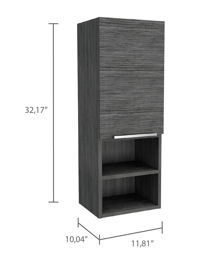 Midola Smokey Oak Rectangle 2-Shelf Medicine Cabinet Wall Cabinet with 1 Door for Bathroom