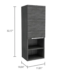 Midola Smokey Oak Rectangle 2-Shelf Medicine Cabinet Wall Cabinet with 1 Door for Bathroom