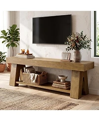 Tribesigns Wooden Tv Stand for Tvs up to 65, Natural Modern Entertainment Center with Lower Open Shelf, 63" Farmhouse TV Media Console