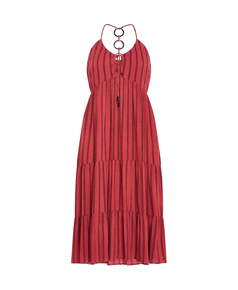 City Chic Plus Size Women's Caribbean Halter Stripe Midi Dress