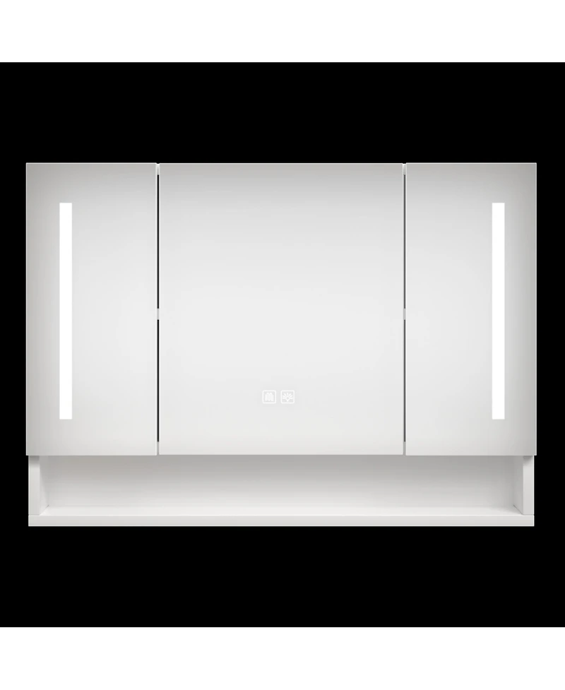 Midola Modern 39x28" Aluminium Bathroom Cabinets, Medicine Cabinets with Mirrors and Led Lights, Bathroom Storage with Multilevel Storage Compartments